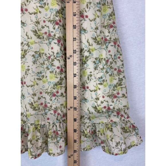 Floral Sleeveless Mini Dress Womens S Ruffled Hem Tie Shoulder Straps - Picture 12 of 12